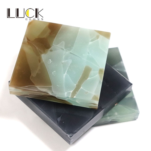 Jade Glass Hotel Screen Transparent Background Wall Cladding for interior home decoration 