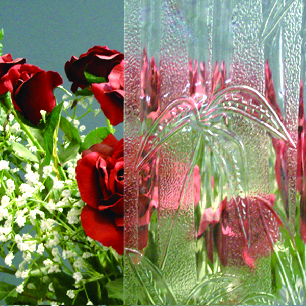 Clear and Colored patterned glass/Rolled Glass/Figured Glass, from 3mm to 6mm, different designs for decoration use 